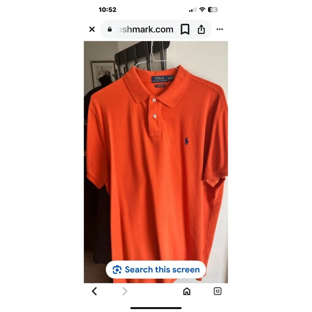 Polo Ralph‎ Lauren Shirt Men's Size XL  ,Orange, 100% Cotton Short Sleeve Shirt